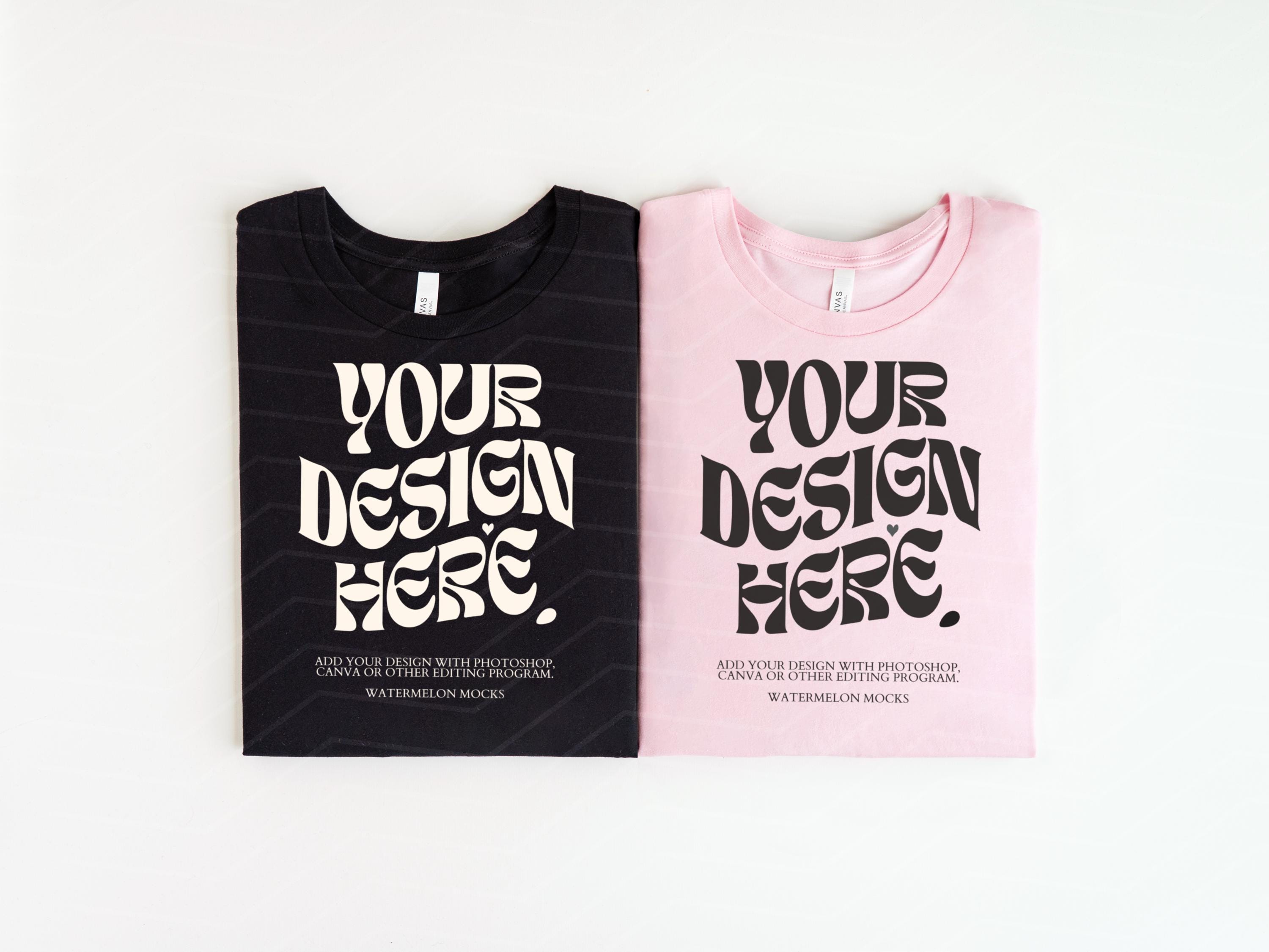 Bella Canvas 3001 Pink Mockup Pink 3001 Shirt Flat Lay Mockup Folded Tshirt Mockup Couple Mockup Flatlay Mock White Tshirt