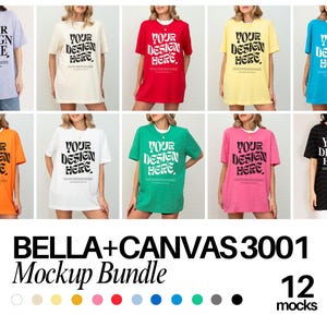 12 Colors Bella Canvas 3001 TShirt Mockup Bundle Bella Canvas 3001 Shirt Mockup Bundle Oversized Mockup Bella Model 3001 Mockup Bundle
