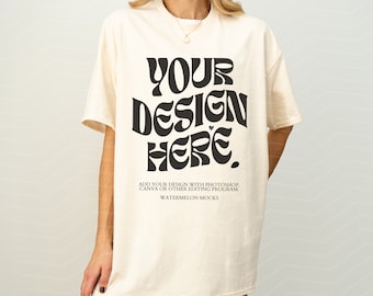 Gildan 5000 Natural TShirt Mockup 5000 TShirt Mockup Natural Mockup Oversized Mockup Gildan 5000 Mockup Model Mockup G500 Mockup