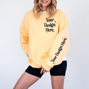 Sleeve Mockup Gildan SF000 Yellow Haze Mockup Sweatshirt Mockup Yellow Haze Sweatshirt Mockup sf000 Sleeve Gildan Sweater Butter