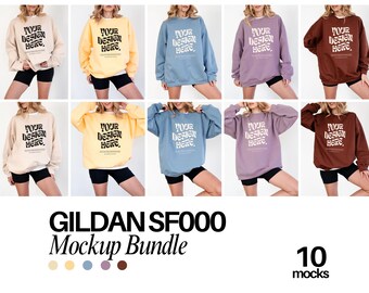 Gildan SF000 Mockup Bundle Gildan Model Mockup Mockup Bundle Paragon Sweatshirt Mockup Gildan SF000 Cocoa Crewneck SF000 Gildan Bundle