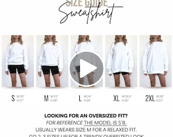 Gildan 18000 Video Size Chart Oversized Sweatshirt Size Chart Canva Template POD Video Size Guide Mockup Sweatshirt Unisex Video Mockup