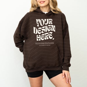 Gildan 18500 Dark Chocolate Mockup Hoodie Mockup Oversized Mockup Dark Chocolate Hoodie Mockup 18500 Gildan Mockup Sweatshirt Model Mock up