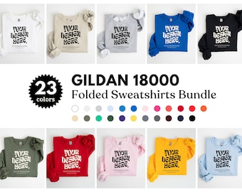 Folded Gildan 18000 Mockup Bundle Gildan Folded Flat lay Mockup Bundle Black Folded Sweatshirt Mockup White Gildan 18000 Flatlay Crewneck