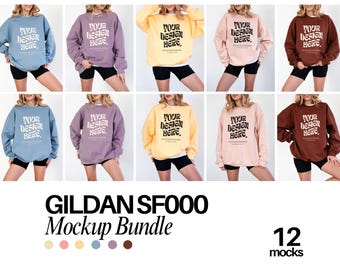 Gildan SF000 Mockup Bundle Gildan Model Mockup Mockup Bundle Paragon Sweatshirt Mockup Gildan SF000 Cocoa Crewneck SF000 Gildan Bundle