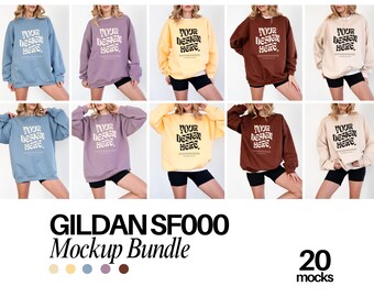 Gildan SF000 Mockup Bundle Gildan Model Mockup Mockup Bundle Paragon Sweatshirt Mockup Gildan SF000 Cocoa Crewneck SF000 Gildan Bundle
