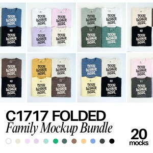 Comfort Colors 1717 Mockup-paket c1717 Par-mockup-paket Vänner-mockup c1717 T-shirt vikt mockup Platt lay Herr Fru-mockup Par-mockup