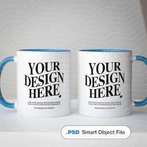 11oz Accent Mug Ceramic Mug Mockup PSD Mockup Mug Light Blue Accent Mug Mockup Colored Mug Mockup Coffee Mug Mockup Accent Cup Mockup