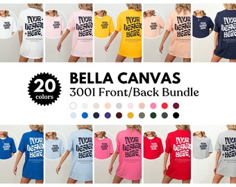 Przód i tył Bella Canvas 3001 T-shirt 3001 Przód i tył Pakiet makiet Bella Canvas 3001 Koszulka Oversized Model makiet 3001 Pakiet makiet