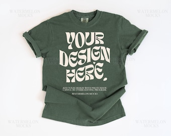 Comfort Colors 1717 Moss Mockup Mossn C1717 Shirt Flat Lay Mockup Folded Tshirt Mockup Comfort Colors Mockup Flatlay Mock