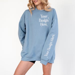 Sleeve Mockup Gildan SF000 Stone Blue Mockup Sweatshirt Mockup Stone Blu Sweatshirt Mockup sf000 Sleeve Gildan Sweater