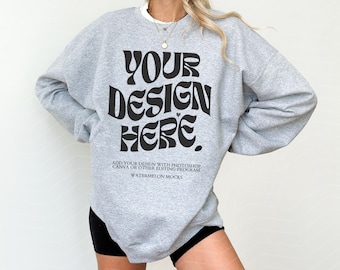Maqueta de sudadera Gildan 18000 Sport Grey Maqueta de sudadera extragrande Maqueta de sudadera Sport Grey Maqueta de suéter Gildan 18000 Maqueta de suéter Maqueta