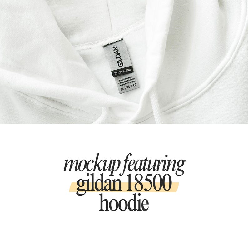 Fram- och baksida Gildan 18500 Mockup-paket Fram- och baksida Hoodie Mockup-paket Svartvitt Mockup-tryck på baksidan Stor hoodie Hela butikspaketet bild 5