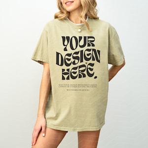 Comfort Colors Mockup Khaki Mockup C1717 Khaki Mockup Oversized Tshirt Model Mockup Khaki C1717 Mockup T-Shirt Mock