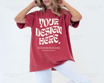 Comfort Colors Mockup Crimson Mockup C1717 Crimson Mockup Oversized Tshirt Model Mockup Crimson C1717 Mockup T-Shirt Mock