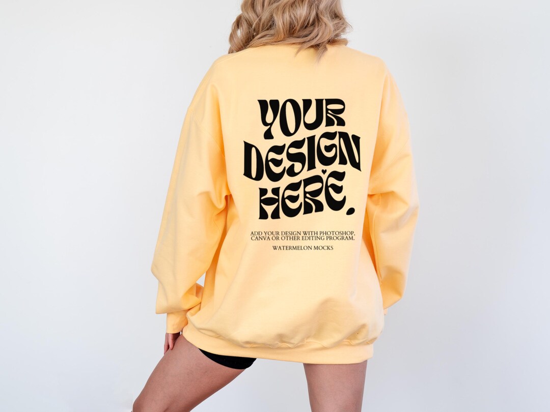 Gildan SF000 Yellow Haze Back Mockup Sweatshirt Mockup