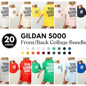 Gildan 5000 Mockup Bundle Front and Back Mockup 5000 Bundle Shirt Mockup White Mockup Front Back Oversized Mockup Natural Gildan 5000 Mockup