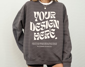 Gildan 18000 Charcoal Mockup Sweatshirt Mockup Oversized Mockup Charcoal Sweatshirt Mockup 18000 Gildan Mockup Sweater Model Mock