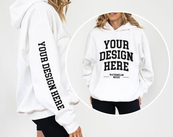 Mouwmockup Gildan 18500 Wit Mockup Hoodie Mouwmockup Witte Hoodie Mockup 18500 Mouwmockup Gildan Hoodie Mockup