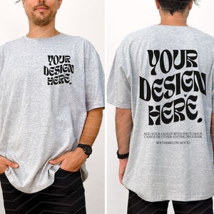 Male Heather Athletic Gray Front and Back Bella Canvas 3001 Mockup Front Back T-Shirt Mockup Male t-shirt Mockup Model Men&#39;s shirt Gray Mock