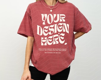 Comfort Colors Mockup Brick Mockup C1717 Brick Mockup Oversized Tshirt Model Mockup Red C1717 Mockup T-Shirt Mock