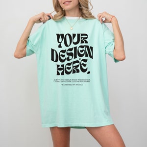 Comfort Colors Mockup Island Reef Mockup C1717 Island Reef Mockup Oversized Tshirt Blue Model Mockup Island Reef C1717 Mockup T-Shirt Mock
