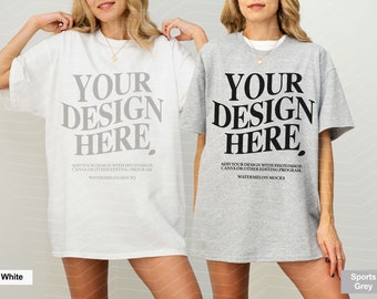 Couple Gildan 5000 White Sport Grey Mockup Gildan 5000 Couple Mockup Gildan Mockup Bach Mockup Shirt Bachelorette Mockup Group Mockup