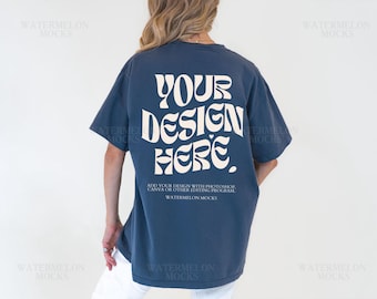 Comfort Colors Back Denim Mockup C1717 Denim Mock Up C1717 Back Mockup Back of Shirt Oversized Tshirt Model Mockup tshirt
