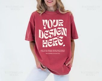 Comfort Colors Mockup Crimson Mockup C1717 Crimson Mockup Oversized Tshirt Model Mockup Crimson C1717 Mockup T-Shirt Mock