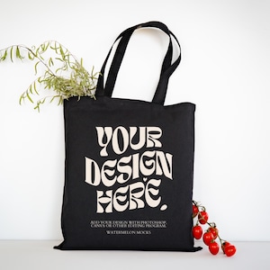 Canvas Tote Bag Mockup Cotton Tote Bag Shopping Bag Mockup Shopping Tote Mock Up Black Shopping Bag Mockups Print On Demand Digital JPG