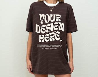 Brown Bella Canvas 3001 TShirt Mockup Brown Bella Canvas 3001 Shirt Mockup Oversized Mockup Bella Canvas Model Mockup Tee