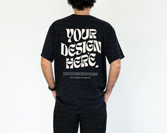 Comfort Colors Achterkant Zwart Mockup Heren C1717 Zwarte Mockup C1717 Achterkant Mockup Heren Achterkant Oversized T-shirt Model Mockup