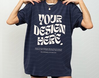 Comfort Colors Mockup Navy Mockup C1717 Navy Mockup Oversized Tshirt Model Mockup Navy C1717 Mockup T-Shirt Mock
