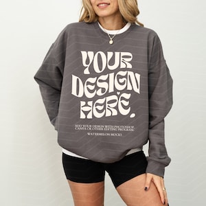 Gildan 18000 Charcoal Mockup Sweatshirt Mockup Oversized Mockup Charcoal Sweatshirt Mockup 18000 Gildan Mockup Sweater Model Mock