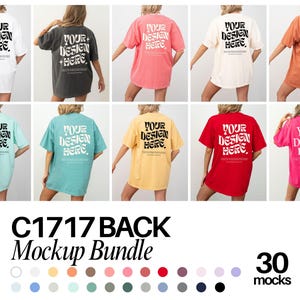 Comfort Colors 1717 Mockup Bundle Back Tshirt Mockup Bundle C1717 T-Shirt Back View Mock-up Bundle Print on Back Oversized Tshirt Model Mock