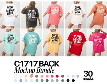 Comfort Colors 1717 Mockup Bundle Back Tshirt Mockup Bundle C1717 T-Shirt Back View Mock-up Bundle Print on Back Oversized Tshirt Model Mock
