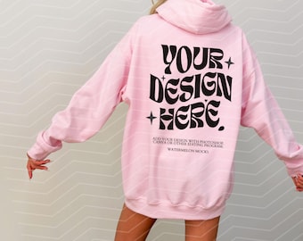 Gildan 18500 Light Pink Back Mockup Hoodie Mockup Oversized Mockup Print on Back Light Pink Hoodie Mockup 18500 Gildan Mockup Hooded