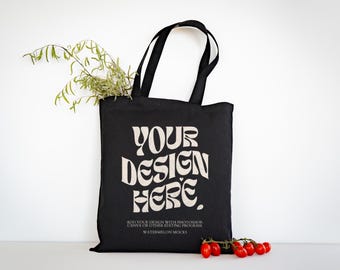 Maqueta de bolsa de lona, maqueta de bolsa de algodón, maqueta de bolsa de compras, maqueta de bolsa de compras, maquetas de bolsas de compras negras, impresión bajo demanda, digital, JPG