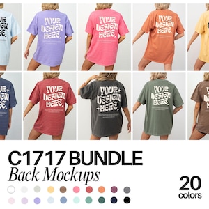 Comfort Colors 1717 Mockup Bundle Back Tshirt Mockup Bundle C1717 T-Shirt Back View Mock-up Bundle Print on Back Oversized Tshirt Model Mock