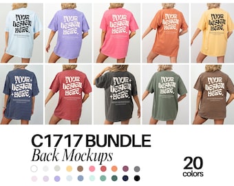 Comfort Colors 1717 Mockup Bundle Back Tshirt Mockup Bundle C1717 T-Shirt Back View Mock-up Bundle Print on Back Oversized Tshirt Model Mock