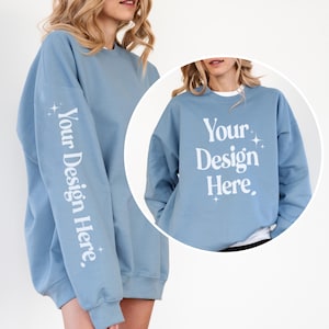 Sleeve Mockup Gildan SF000 Stone Blue Mockup Sweatshirt Mockup Stone Blue Sweatshirt Mockup sf000 Sleeve Gildan Sweater