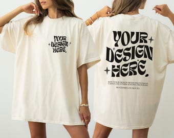 Gildan 5000 Front Back Natural Mockup Gildan 64000 Natural Back Mockup Ivory C1717 Mockup Oversized Mockup Soft Cream Bella Canvas 3001 Mock