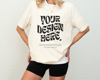 Natural Bella Canvas 3001 TShirt Mockup Natural Bella Canvas 3001 Shirt Mockup Oversized Mockup Bella Canvas Model Mockup Tee