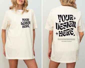 Bella Canvas 3001 Front and Back Mockup TShirt Natural Front Back Mockup Bella Canvas 3001 Shirt Natural Mockup Oversized Mockup