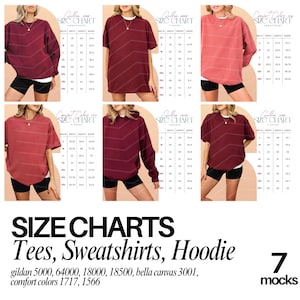 Größentabelle Gildan CC1717 Mockup Tshirt Sizing Guide in Zoll Unisex Größentabelle Unisex Sizing Model Mock up Unisex T-Shirt Size Chart Bundle