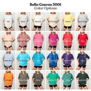 Bella Canvas 3001 Tabla de colores PNG Descarga digital Maqueta de todos los colores Paleta de colores Tabla de colores Printful Maqueta de Bella Canvas 2024 Colores POD