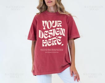 Comfort Colors Mockup Crimson Mockup C1717 Crimson Mockup Oversized Tshirt Model Mockup Crimson C1717 Mockup T-Shirt Mock