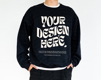 Gildan 18000 zwart mockup herensweatshirt mockup oversized mockup zwart sweatshirt heren mockup 18000 Gildan mockup-trui