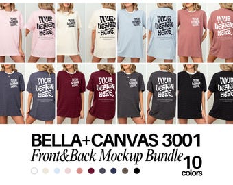Przód i tył Bella Canvas 3001 T-shirt 3001 Przód i tył Pakiet makiet Bella Canvas 3001 Koszulka Oversized Model makiet 3001 Pakiet makiet