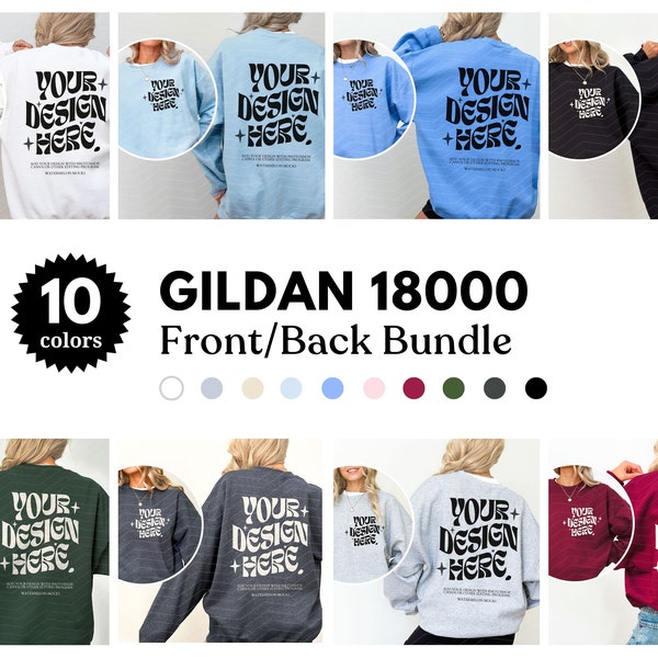 Gildan 18000 Mockup Bundle Front and Back Sweatshirt Mockup Bundle Black White Mockup Print on Back Oversized Sweatshirt Whole Shop Bundle